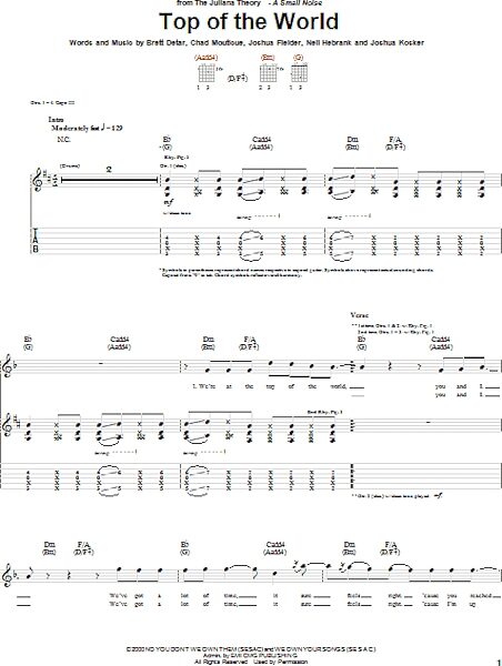 open zoom image for Top Of The World - Guitar TAB, New, Main
