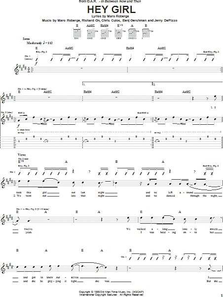 open zoom image for Hey Girl - Guitar TAB, New, Main