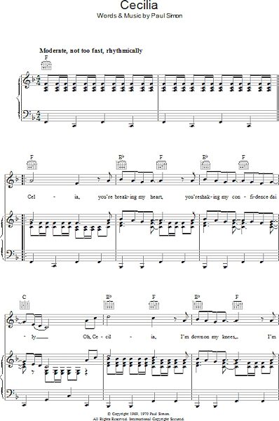 open zoom image for Cecilia - Piano/Vocal/Guitar, New, Main