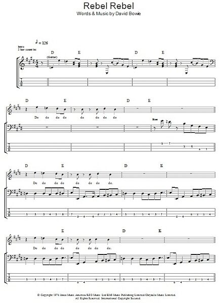 open zoom image for Rebel Rebel - Bass Tab, New, Main