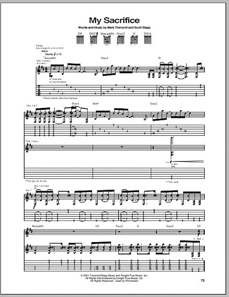 open zoom image for My Sacrifice - Guitar TAB, New, Main