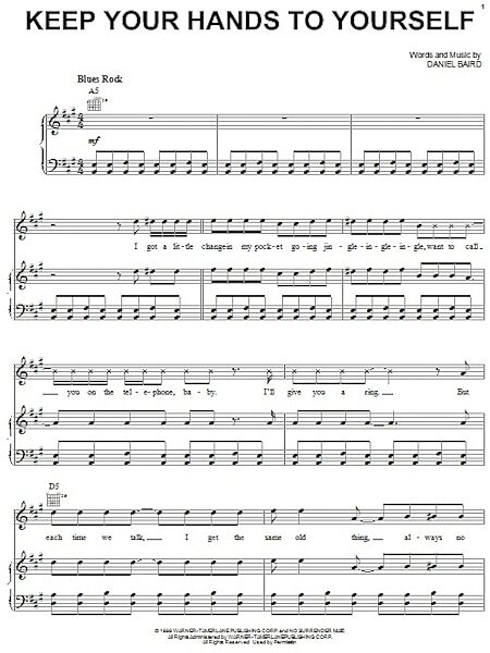 open zoom image for Keep Your Hands To Yourself - Piano/Vocal/Guitar, New, Main