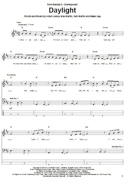open zoom image for Daylight - Bass Tab, New, Main