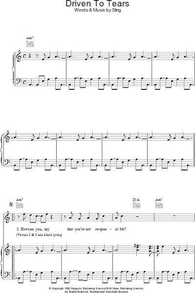 open zoom image for Driven To Tears - Piano/Vocal/Guitar, New, Main
