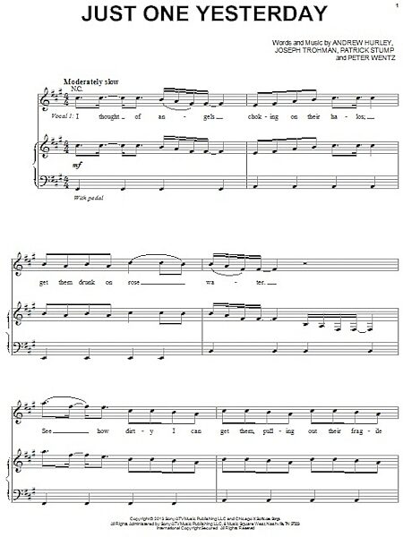 open zoom image for Just One Yesterday - Piano/Vocal/Guitar, New, Main