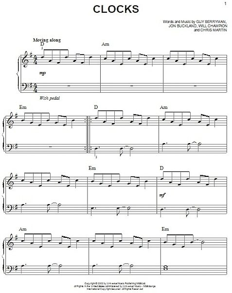open zoom image for Clocks - Easy Piano, New, Main