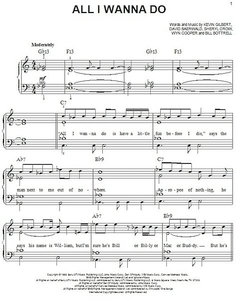 open zoom image for All I Wanna Do - Easy Piano, New, Main