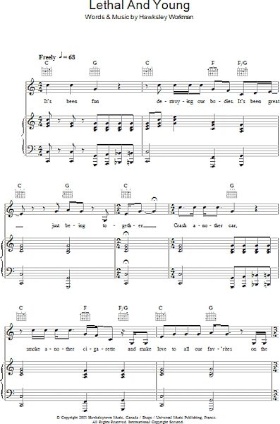 open zoom image for Lethal And Young - Piano/Vocal/Guitar, New, Main
