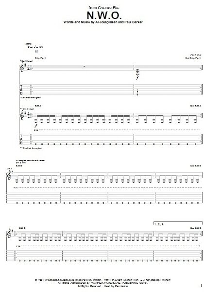 open zoom image for N.W.O. - Guitar TAB, New, Main