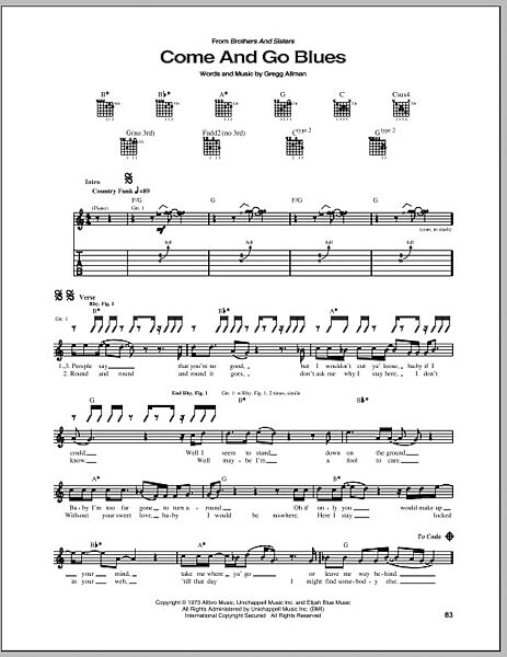 open zoom image for Come And Go Blues - Guitar TAB, New, Main