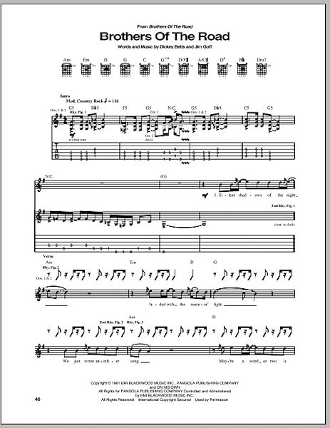 open zoom image for Brothers Of The Road - Guitar TAB, New, Main