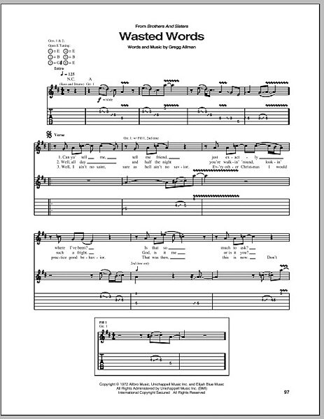 open zoom image for Wasted Words - Guitar TAB, New, Main