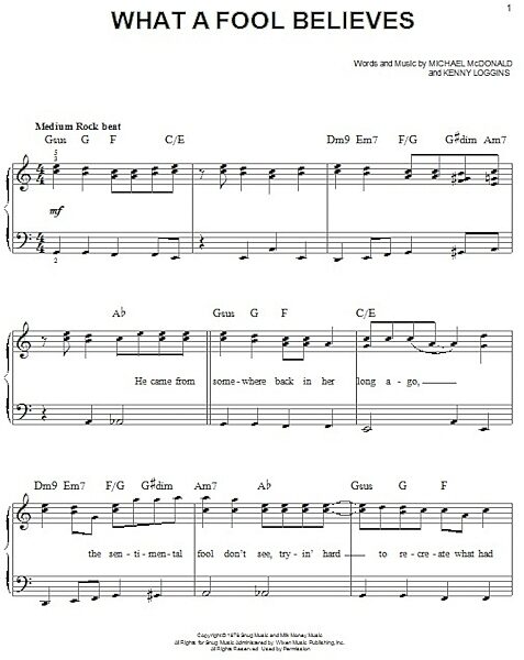 open zoom image for What A Fool Believes - Easy Piano, New, Main