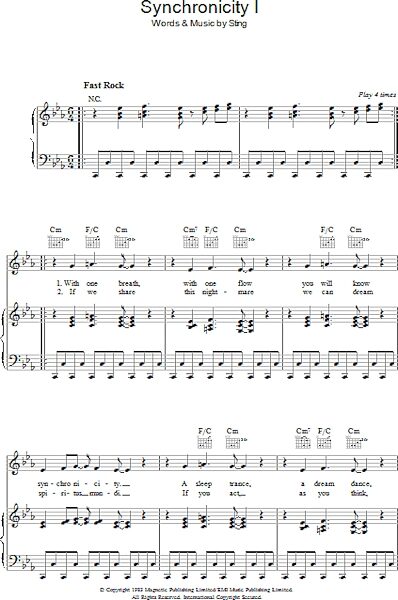 open zoom image for Synchronicity I - Piano/Vocal/Guitar, New, Main