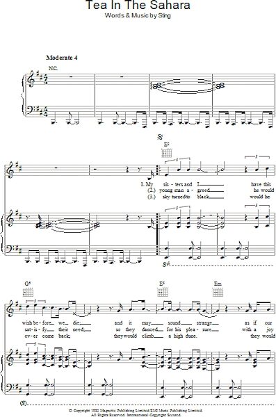 open zoom image for Tea In The Sahara - Piano/Vocal/Guitar, New, Main