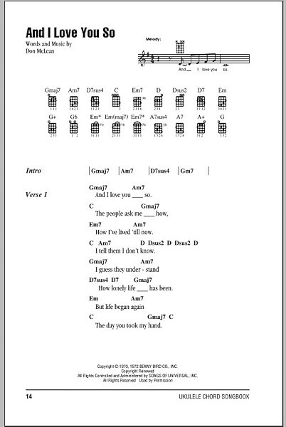 open zoom image for And I Love You So - Ukulele Chords/Lyrics, New, Main