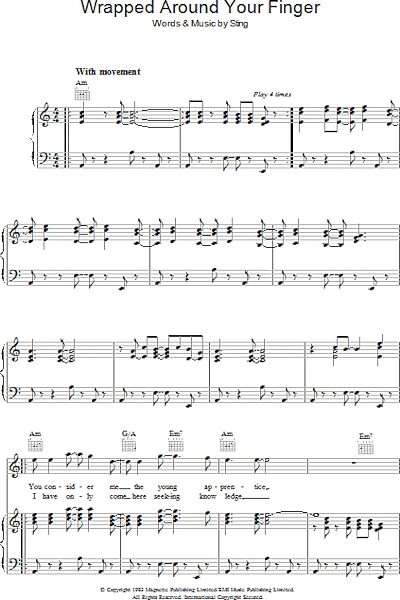 open zoom image for Wrapped Around Your Finger - Piano/Vocal/Guitar, New, Main