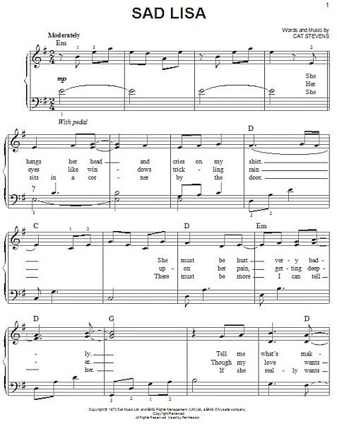 open zoom image for Sad Lisa - Easy Piano, New, Main