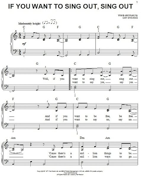 open zoom image for If You Want To Sing Out, Sing Out - Easy Piano, New, Main