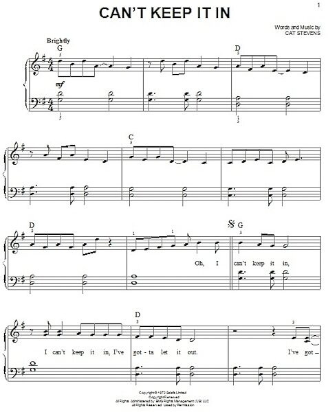 open zoom image for Can't Keep It In - Easy Piano, New, Main