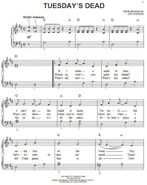 open zoom image for Tuesday's Dead - Easy Piano, New, Main