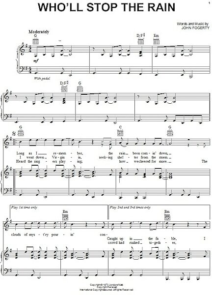 open zoom image for Who'll Stop The Rain - Piano/Vocal/Guitar, New, Main