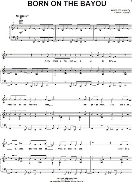 open zoom image for Born On The Bayou - Piano/Vocal/Guitar, New, Main