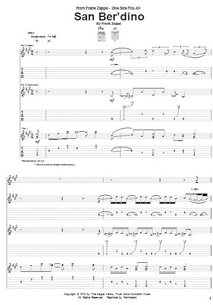 open zoom image for San Ber'dino - Guitar TAB, New, Main