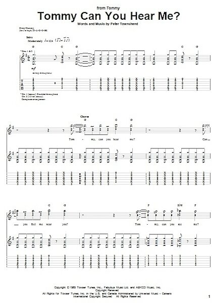 open zoom image for Tommy Can You Hear Me? - Guitar TAB, New, Main