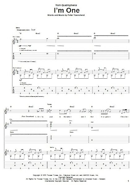 open zoom image for I'm One - Guitar TAB, New, Main