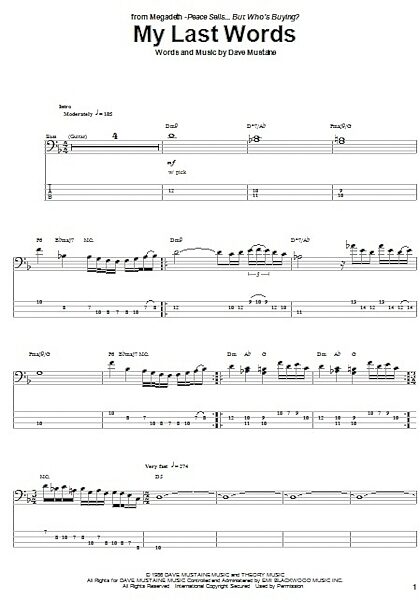 open zoom image for My Last Words - Bass Tab, New, Main