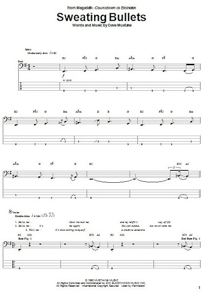 open zoom image for Sweating Bullets - Bass Tab, New, Main