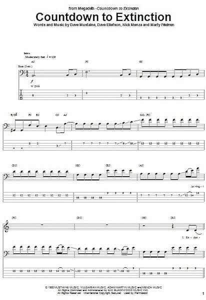 open zoom image for Countdown To Extinction - Bass Tab, New, Main