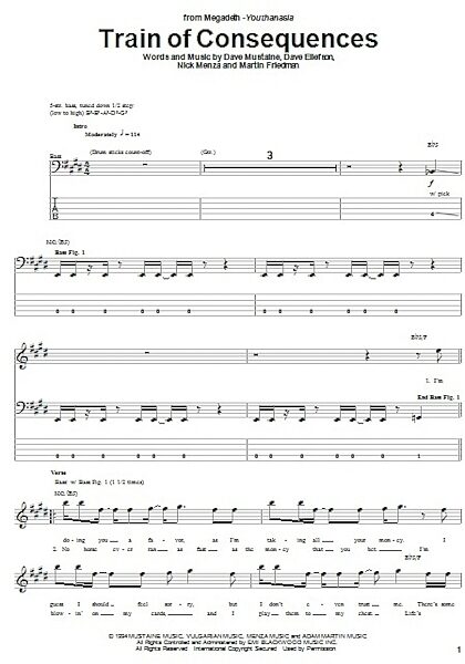 open zoom image for Train Of Consequences - Bass Tab, New, Main