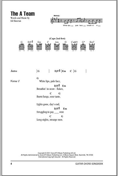 open zoom image for The A Team - Guitar Chords/Lyrics, New, Main