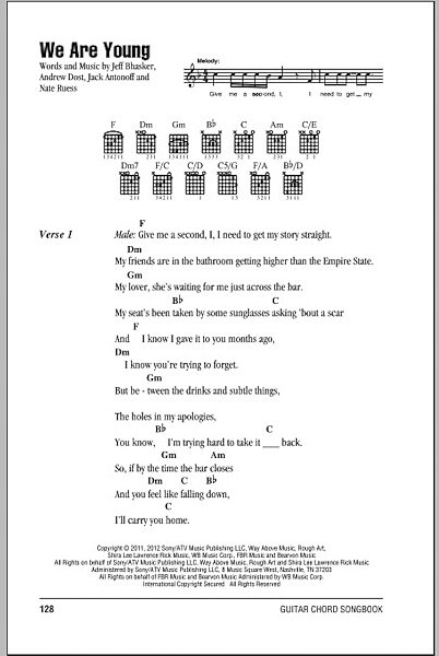 open zoom image for We Are Young - Guitar Chords/Lyrics, New, Main