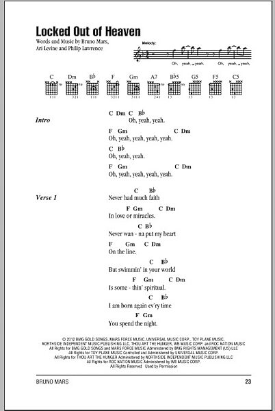open zoom image for Locked Out Of Heaven - Guitar Chords/Lyrics, New, Main