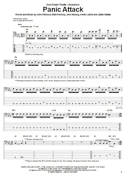 open zoom image for Panic Attack - Bass Tab, New, Main
