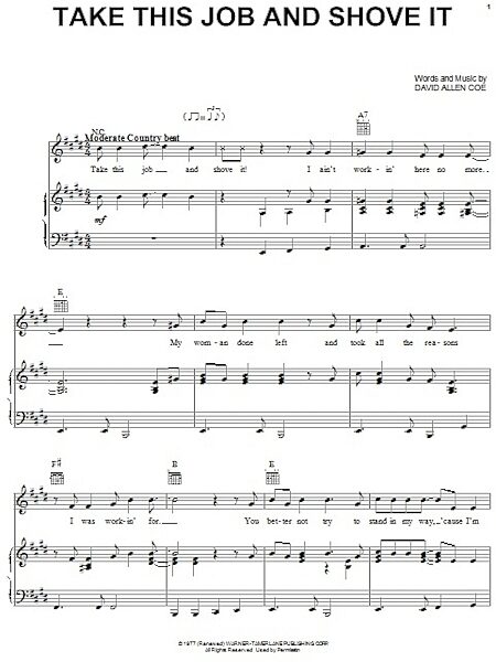open zoom image for Take This Job And Shove It - Piano/Vocal/Guitar, New, Main