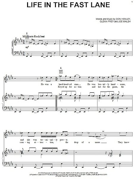 open zoom image for Life In The Fast Lane - Piano/Vocal/Guitar, New, Main