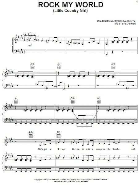open zoom image for Rock My World (Little Country Girl) - Piano/Vocal/Guitar, New, Main