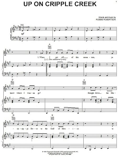 open zoom image for Up On Cripple Creek - Piano/Vocal/Guitar, New, Main