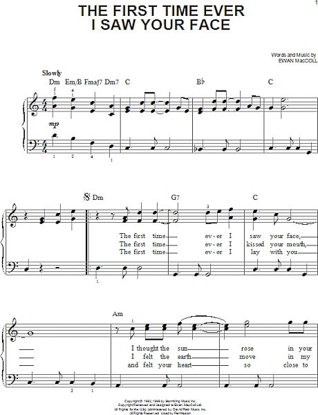 open zoom image for The First Time Ever I Saw Your Face - Easy Piano, New, Main