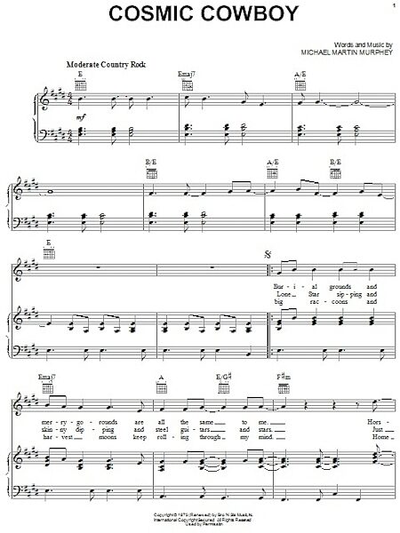 open zoom image for Cosmic Cowboy - Piano/Vocal/Guitar, New, Main