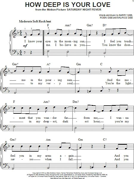 open zoom image for How Deep Is Your Love - Easy Piano, New, Main