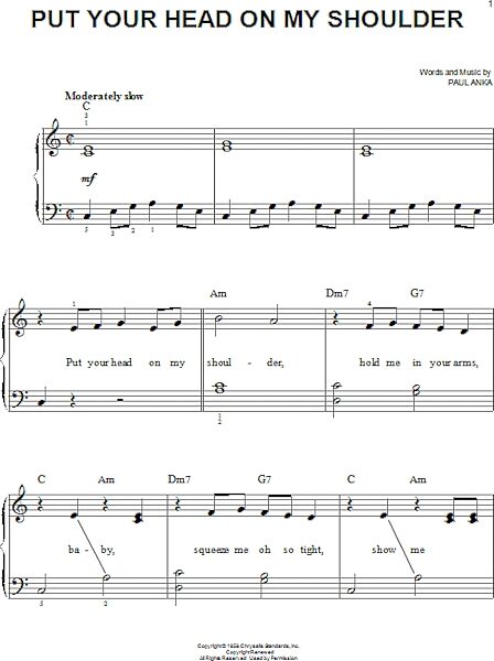 open zoom image for Put Your Head On My Shoulder - Easy Piano, New, Main
