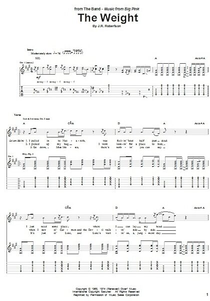 open zoom image for The Weight - Guitar TAB, New, Main