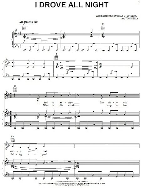open zoom image for I Drove All Night - Piano/Vocal/Guitar, New, Main