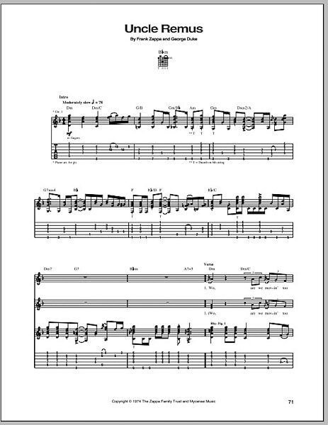 open zoom image for Uncle Remus - Guitar TAB, New, Main