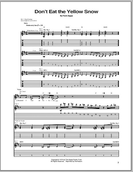 open zoom image for Don't Eat The Yellow Snow - Guitar TAB, New, Main
